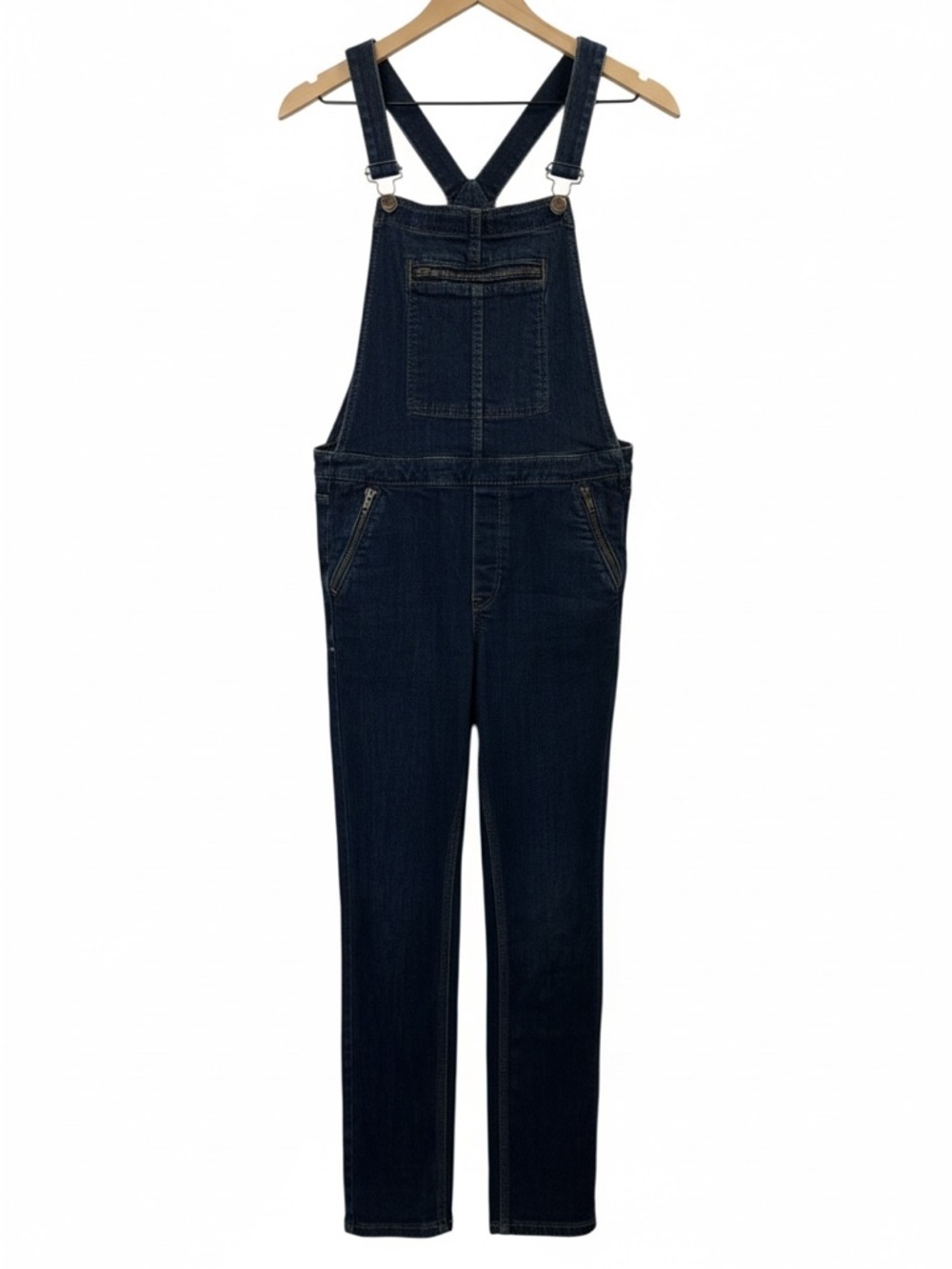 Free People 61855-16515125 Dark Wash Indigo Straight Skinny Denim Overalls W 27
